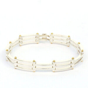 Tiffany Gate Link Bracelet Silver Yellow Gold